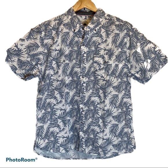 Nwt Men’s Copper & Oak Palm Print Button Up Shirt - Picture 1 of 6